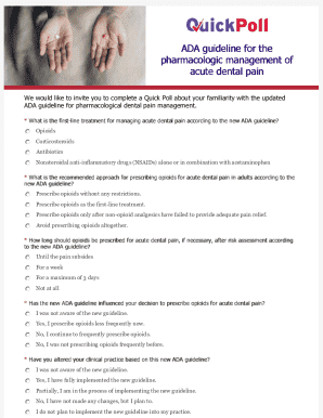 ADA Dental Pain Management Guideline Survey