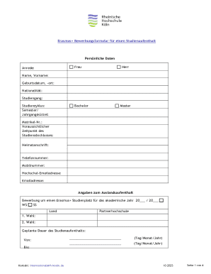 Erasmus+ Study Abroad Application Form