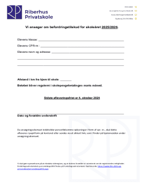 Befordringstilskud Application Form