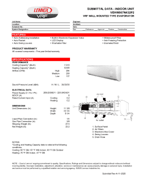 SUBMITTAL DATA - INDOOR UNIT VEHW007N432U2