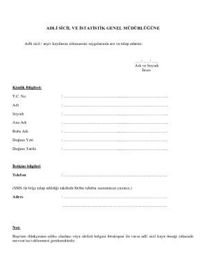 Adli Sicil Silme Dilekcesi