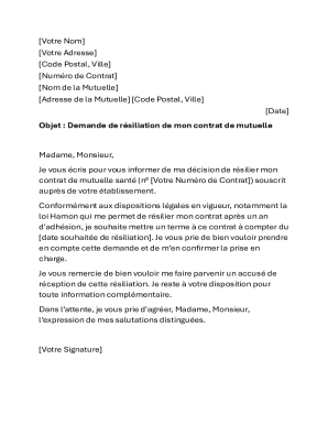 French Health Insurance Cancellation Letter