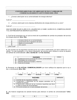Cuestionario para usuarios que se han cambiado de comercializador