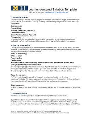Learner-Centered Syllabus Template