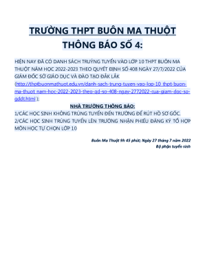 Vietnam High School Admission Form