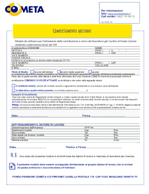 Cometa Pension Fund Contribution Activation Form