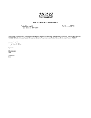 Certificate of Conformance