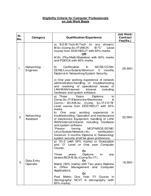 Eligibility Criteria for Computer Professionals