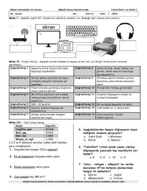 BilgeBT 5th Grade IT Exam Preparation Worksheet