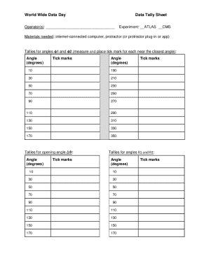 World Wide Data Day Data Tally Sheet
