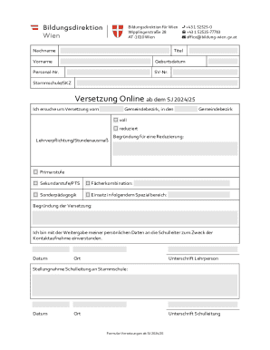 Austrian Teacher Transfer Form