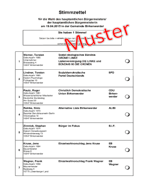 Birkenwerder Mayor Election Ballot