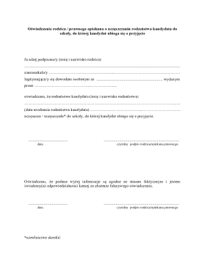 Parent Legal Guardian Declaration Form