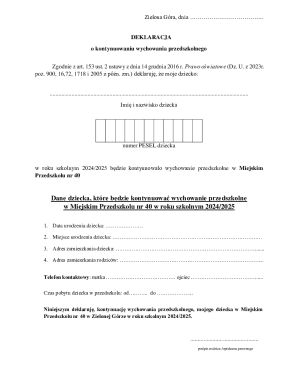 Preschool Education Continuation Declaration