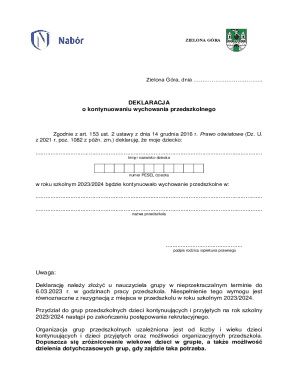 Polish Preschool Continuation Declaration