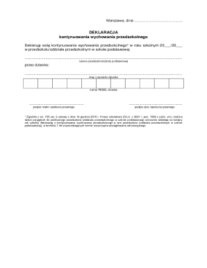 Preschool Education Continuation Declaration