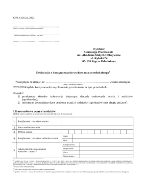 Polish Preschool Continuation Declaration