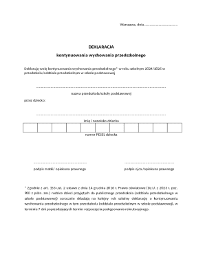Poland Preschool Continuation Declaration