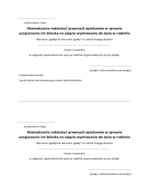 Parent Consent for Family Life Education