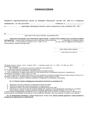 Polish School Attendance Declaration Form