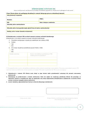 Polish CRS Status Declaration Form