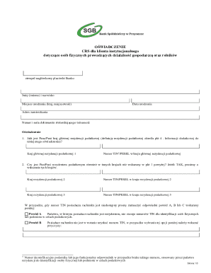 CRS Tax Residency Declaration Form