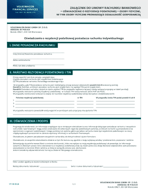 Tax Residency Declaration for Bank Account Holders