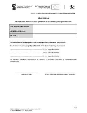 Oświadczenie o Sprawowaniu Opieki nad Dzieckiem z Niepełnosprawnościami