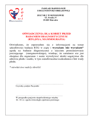 Consent Form for Pregnant Women Before Diagnostic Imaging