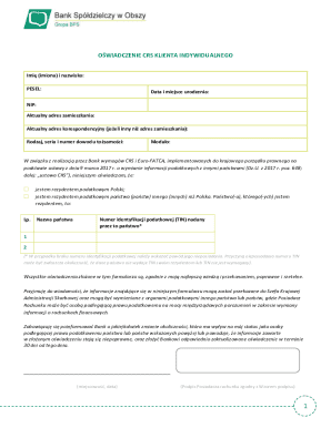 CRS Client Tax Residency Declaration