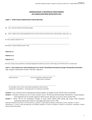 EU FATCA Tax Residency Declaration Form