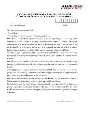 Polish Colonoscopy Consent Form