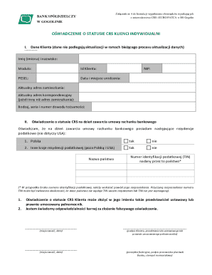 CRS Tax Residency Status Declaration