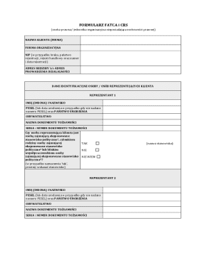 FATCA and CRS Form for Legal Entities