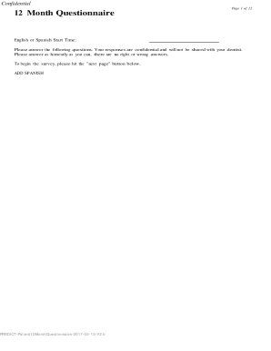 Patient 12 Month Questionnaire