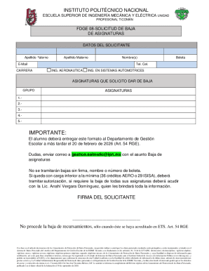 FDGE 08-Solicitud de Baja de Asignaturas