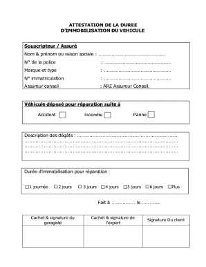 Vehicle Immobilization Attestation Form