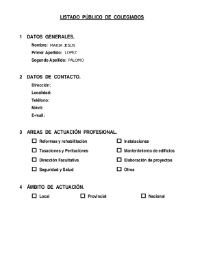 Public list of registered professionals