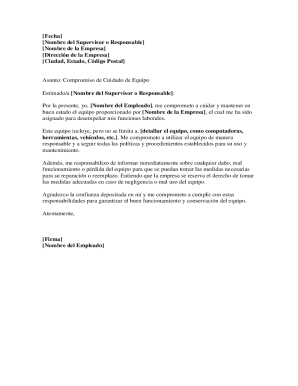 Employee Equipment Care Commitment Letter