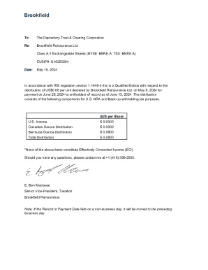 IRS Qualified Notice for Brookfield Reinsurance