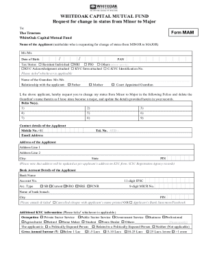 WhiteOak Capital Mutual Fund Minor to Major Status Change Form