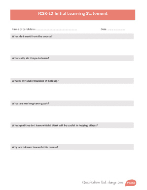 Initial Learning Statement Form