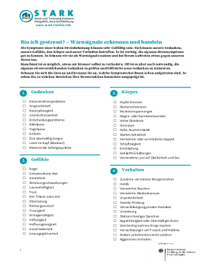 Stress Symptoms Checklist