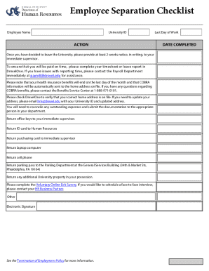 Employee Separation Checklist
