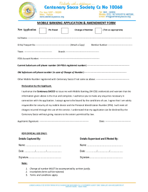 Mobile Banking Application Form