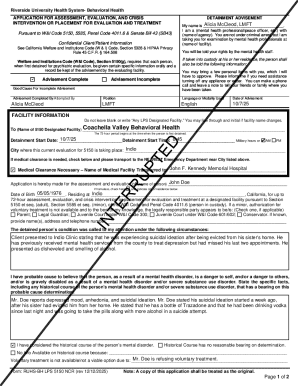 California 5150 Hold Interruption Form