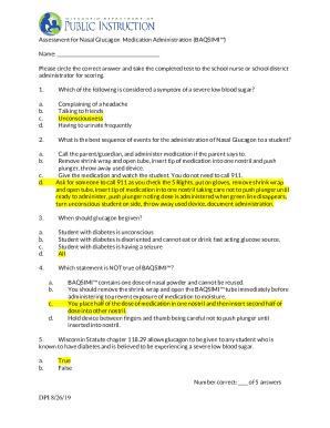 Nasal Glucagon Medication Administration Assessment