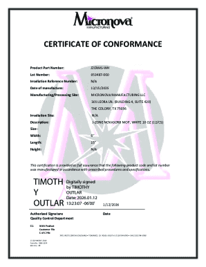 Certificate of Conformance
