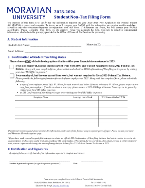 2025-2026 Student Non-Tax Filing Form