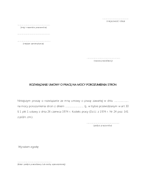Polish Employment Contract Termination Agreement